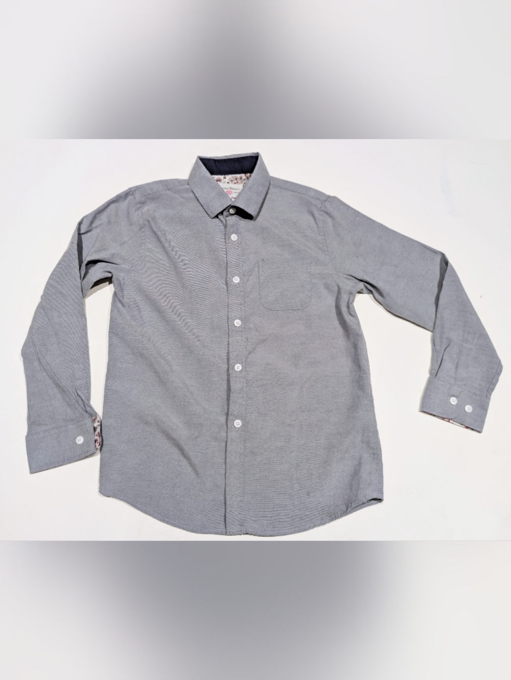 Youth Classic Long-Sleeve Gray Button-Down Shirt